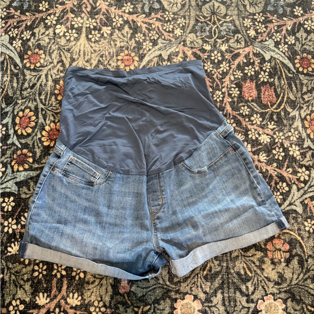 Signature by Levi Strauss over belly maternity Blue Denim Shorts